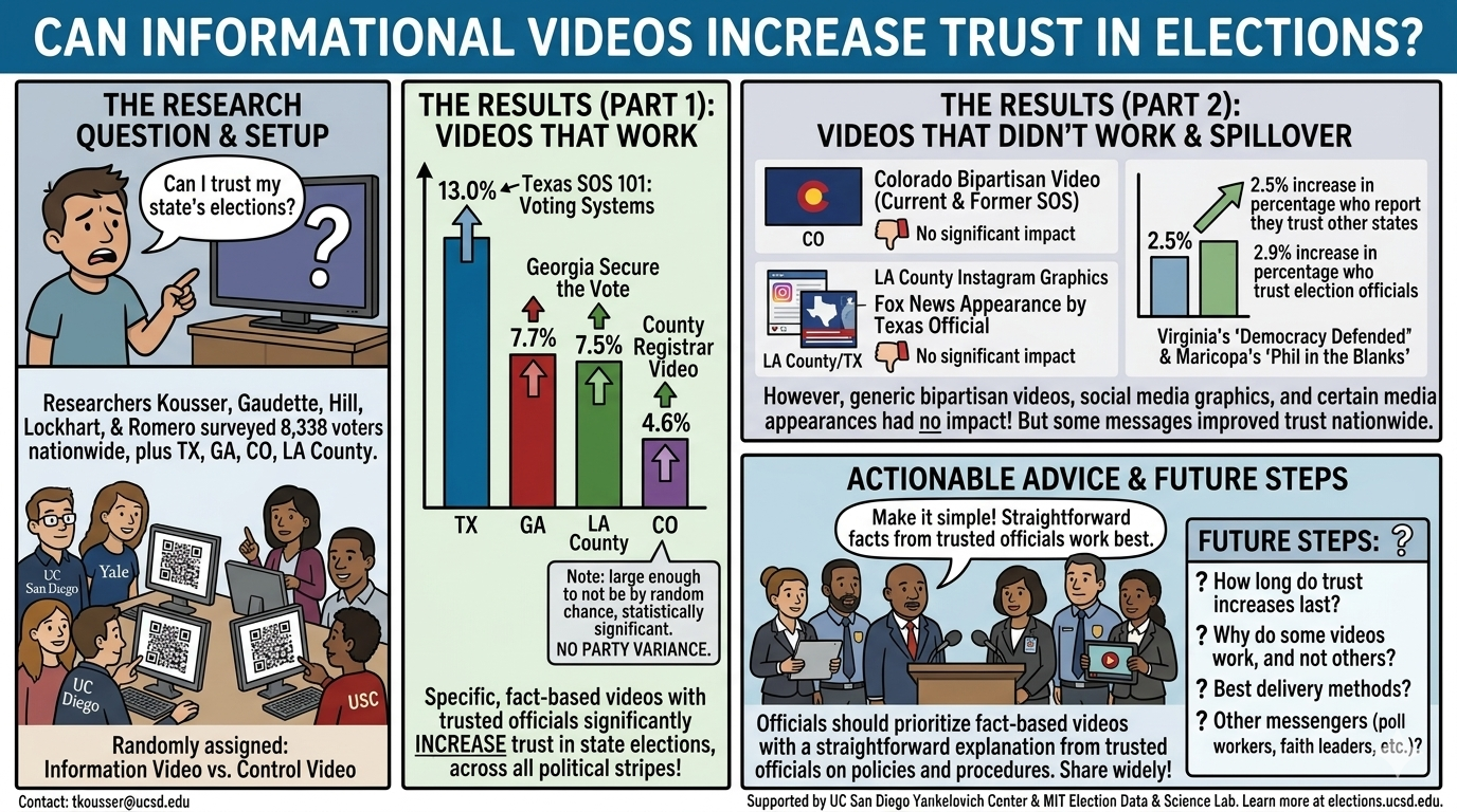 Illustration about election information videos and public trust